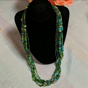 NFSG523 Necklace, glass beads, multi-strand